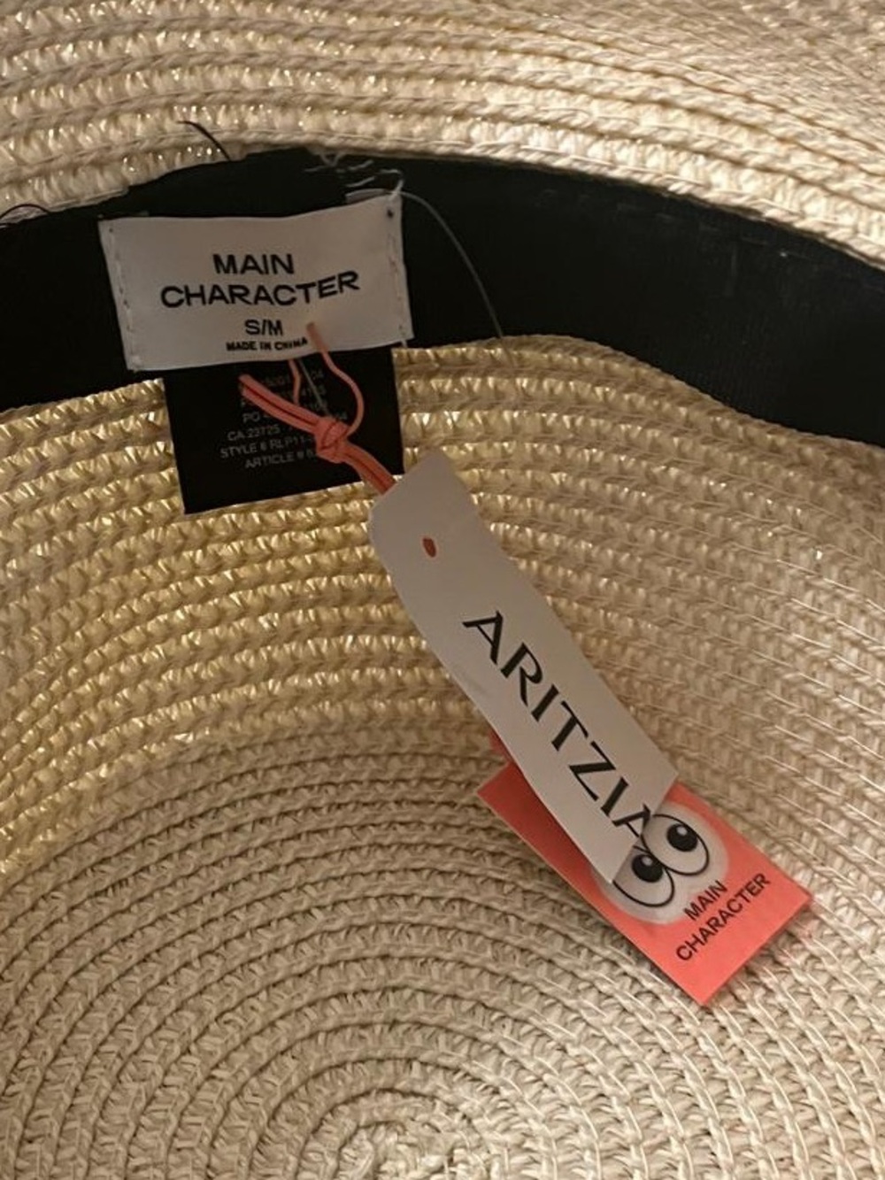 New Aritzia Woven Straw Hat with Leather Cord in set - Picture 3 of 3